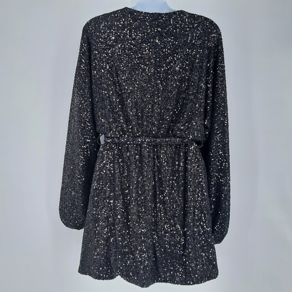 Princess Polly Black All Over Sequin Dancing Queen Mini Dress Size 4 - Picture 6 of 13